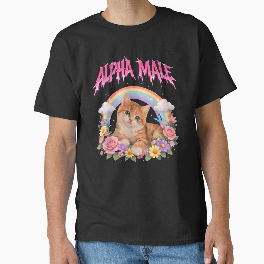Alpha Male Funny Kitten Rainbow Floral Hilarious Cat Meme Cat Lovers by RDGNR Unisex T-shirt, Sweatshirt, Hoodie, Long Sleeve Tee
