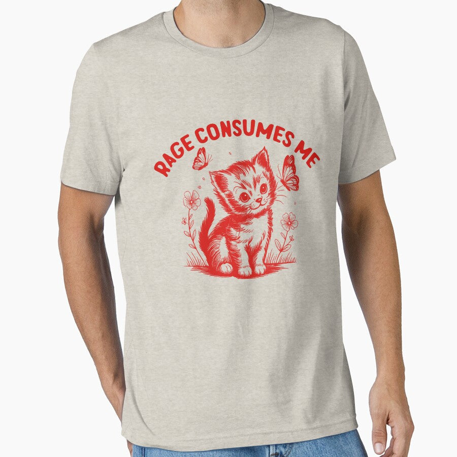 Rage-Consumes Me-Cat Flower-Cute Kitty-Cat Meme by jolihanot Unisex T-shirt, Sweatshirt, Hoodie, Long Sleeve Tee