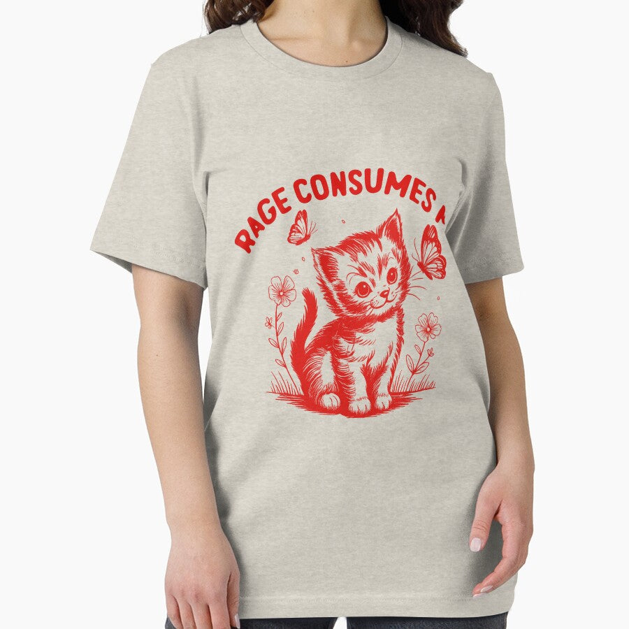 Rage-Consumes Me-Cat Flower-Cute Kitty-Cat Meme by jolihanot Unisex T-shirt, Sweatshirt, Hoodie, Long Sleeve Tee
