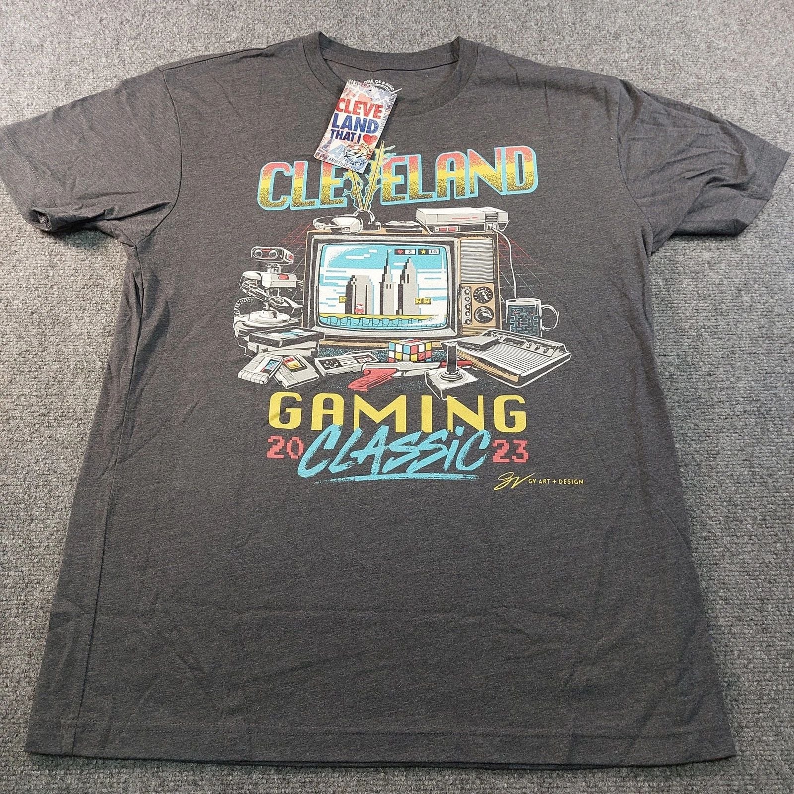 Cleveland Gaming Classic 2023 T-Shirt Mens Large Gray Retro Video Game Tee Unisex T-shirt, Sweatshirt, Hoodie, Long Sleeve Tee