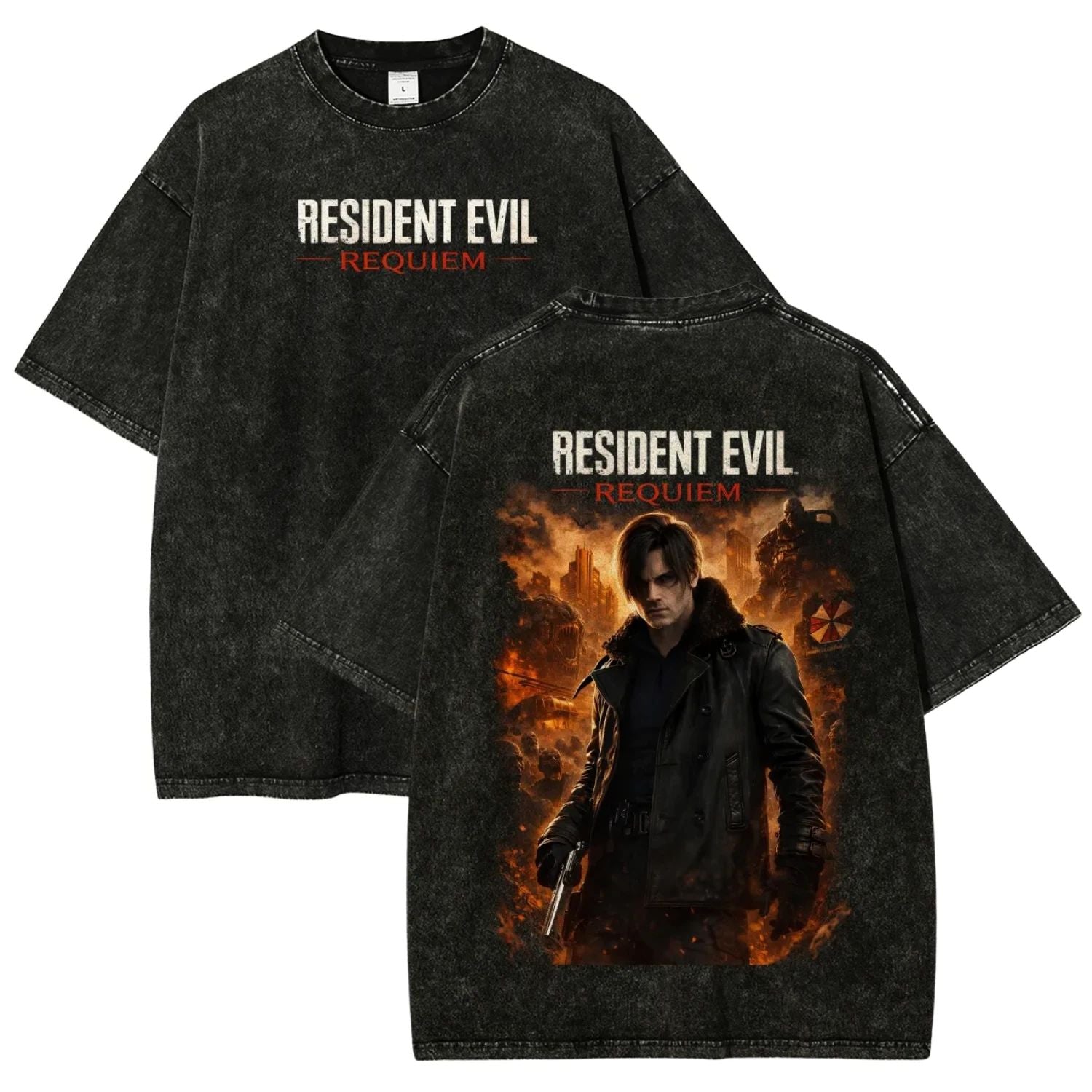 Leon Kennedy Resident Evil Shirt Black Vintage Wash Oversized Gaming Graphic Tee Unisex T-shirt, Sweatshirt, Hoodie, Long Sleeve Tee